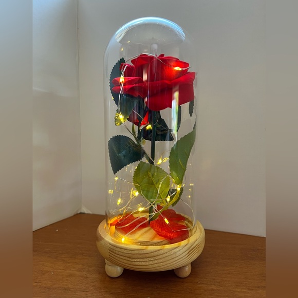 Enchanted Rose with lights in glass dome. - Picture 2 of 5